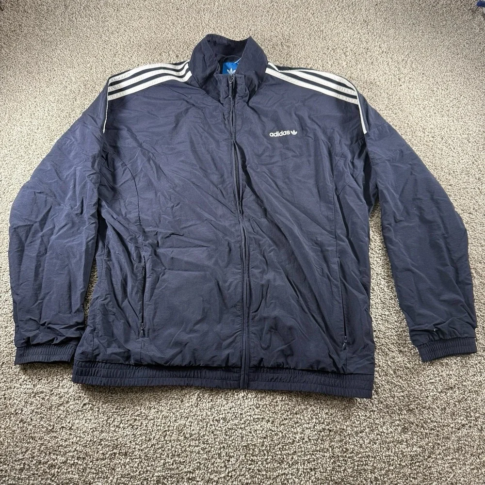 Vintage Adidas Tracksuit Set Mens XL Navy Blue Fill Zip Jacket Logo Pants‎ Y2K